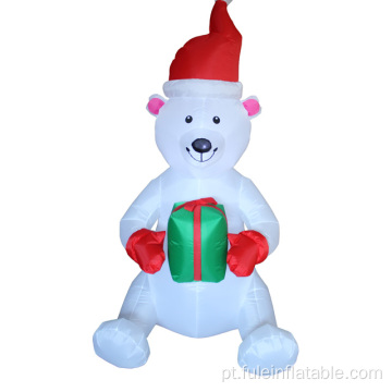 Urso polar insuflável de férias para decoração de Natal